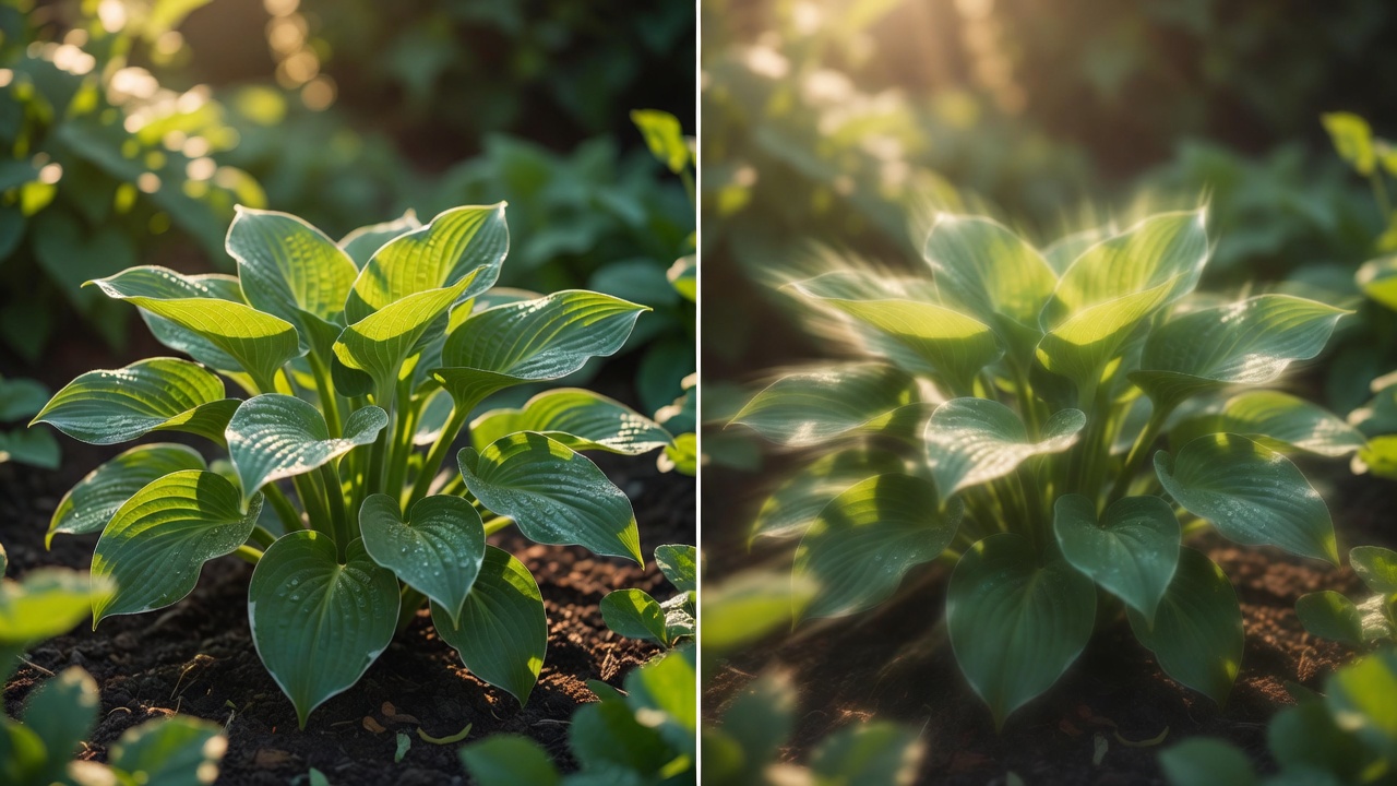 Sunlit garden leaves used to illustrate how nearby frames can differ in focus and movement